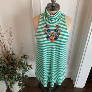 Luxe Women's Striped Turtleneck Knit Dress